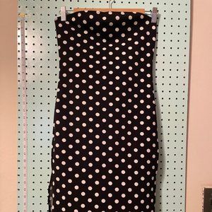 Strapless Black and White Polkadot Dress with Slits on both Sides
